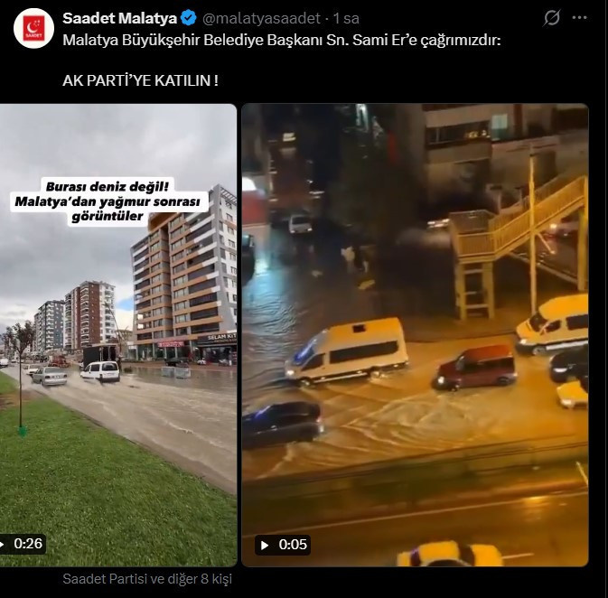 Yollar göle döndü, AKP'li başkana manidar çıkış geldi: AK Parti’ye Katılın! - Resim : 1