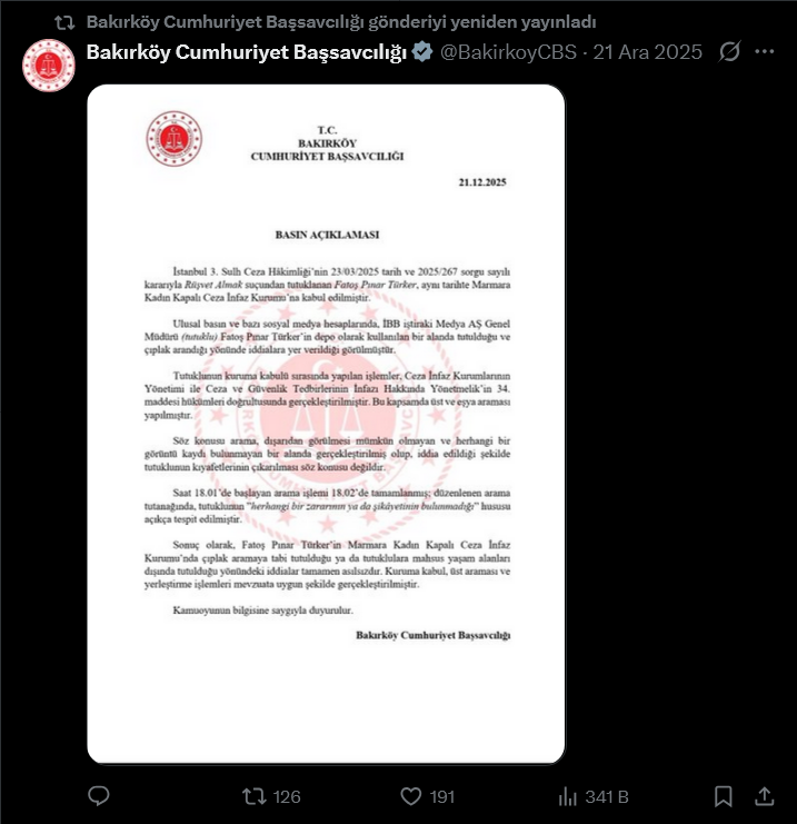 Son Dakika | Fatoş Pınar Türker'in çıplak aranma iddiası hakkında soruşturma! İki müfettiş görevlendirildi - Resim : 1