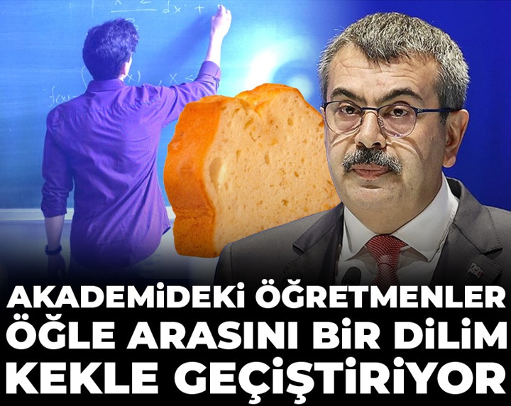 Akademideki öğretmenler öğle arasını bir dilim kekle geçiştiriyor