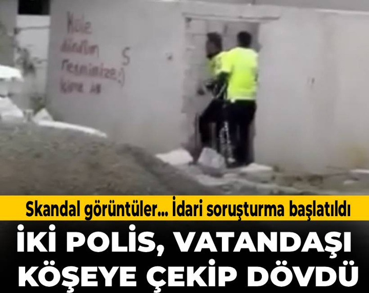 Skandal görüntüler! İki polis vatandaşı köşeye çekip dövdü.. Soruşturma başlatıldı