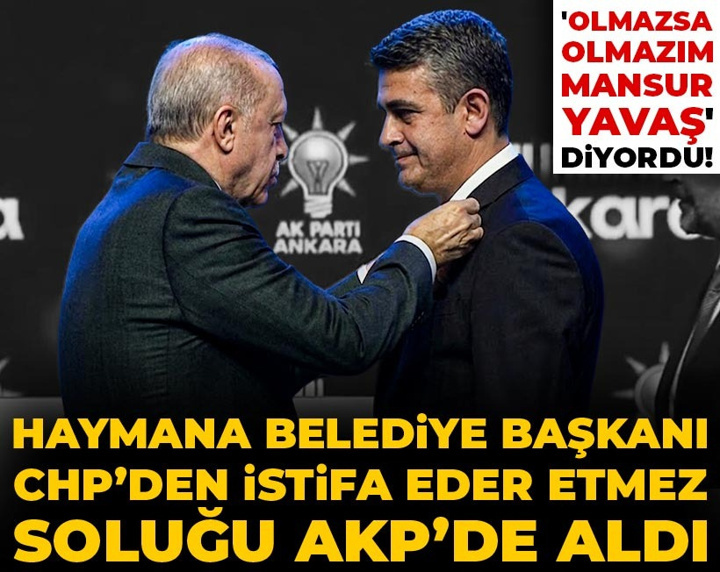 Son dakika | Haymana Belediye Başkanı AKP'ye katıldı: Rozetini Erdoğan taktı