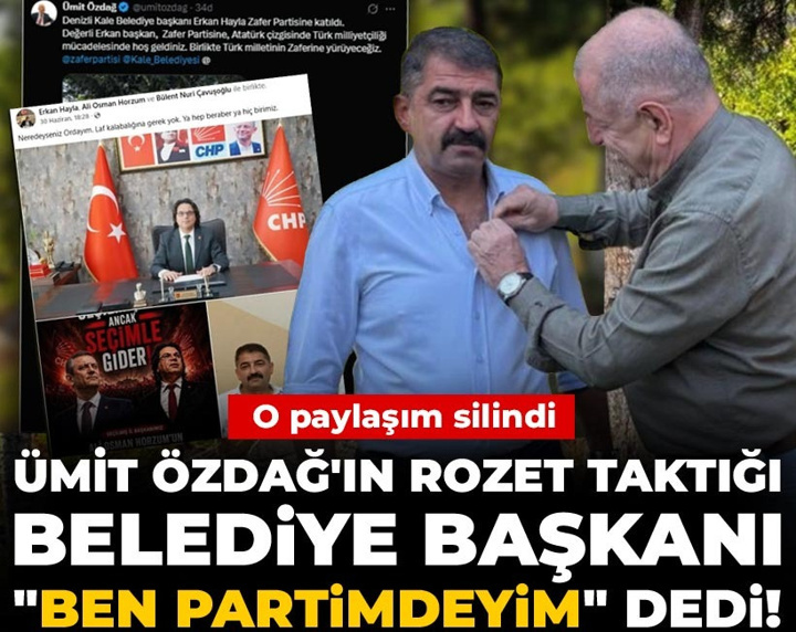 Ümit Özdağ'ın rozet taktığı belediye başkanı "Ben partimdeyim" dedi! O paylaşım silindi