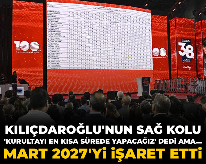 Kılıçdaroğlu'nun sağ kolu 'Kurultayı en kısa sürede yapacağız' dedi ama... Mart 2027'yi işaret etti