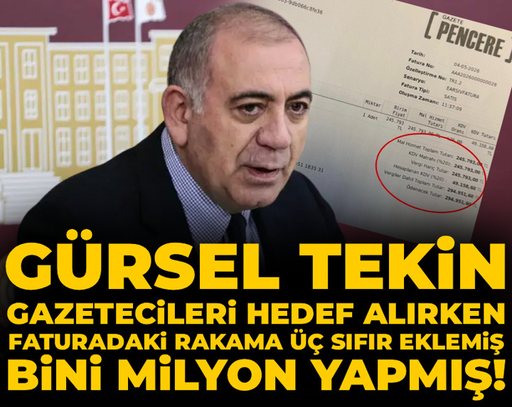 Gürsel Tekin gazetecileri hedef alırken faturadaki rakama üç sıfır eklemiş, bini milyon yapmış!