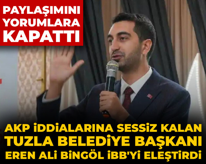 AKP iddialarına sessiz kalan Eren Ali Bingöl İBB'yi eleştirdi: Paylaşımını yorumlara kapattı