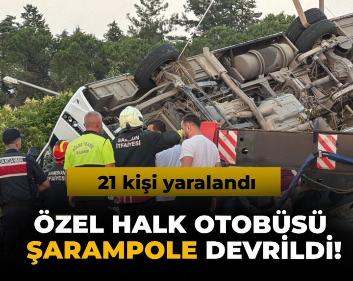 Özel halk otobüsü şarampole devrildi! 21 yaralı
