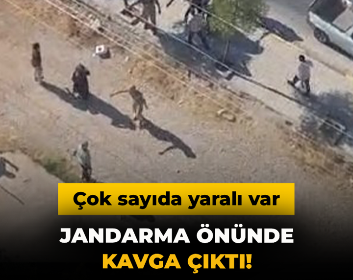 Jandarma önünde kavga çıktı: Çok sayıda yaralı var