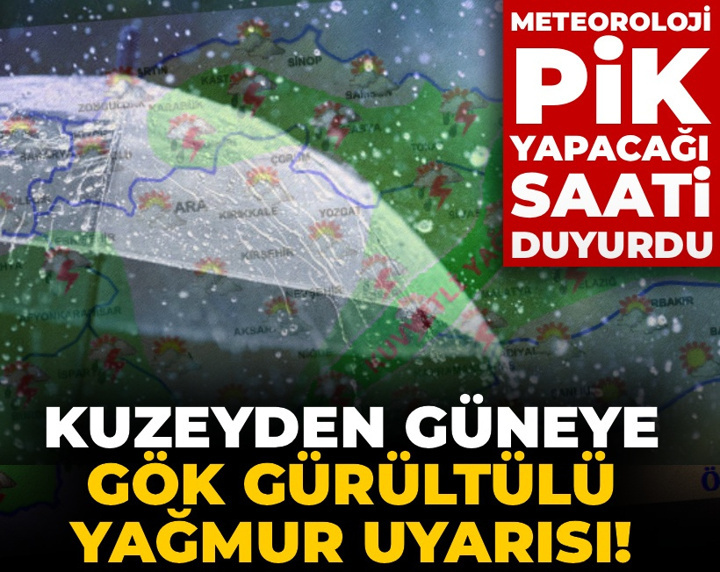 Kuzeyden güneye gök gürültülü yağmur uyarısı! Meteoroloji pik yapacağı saati duyurdu