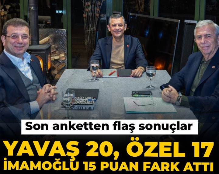 Mansur Yavaş 20, Özgür Özel 17, İmamoğlu 15 puan fark attı! Son anketten flaş sonuçlar
