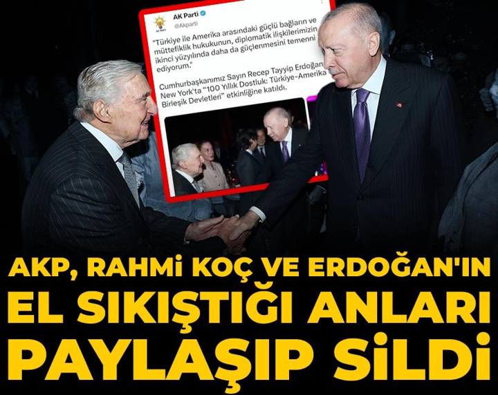 AKP Rahmi Koç ve Erdoğan'ın el sıkıştığı anları paylaşıp sildi