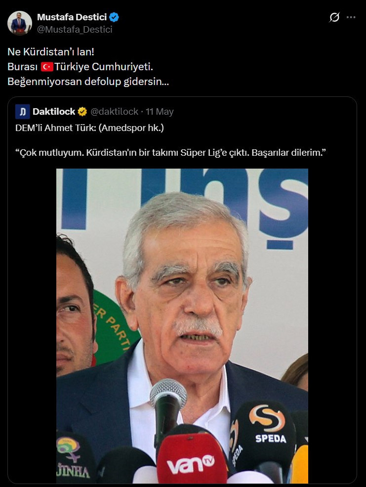 Siyaseti bu kez spor gerdi! Destici'den Ahmet Türk'e 'Kürdistan' tepkisi - Resim : 2