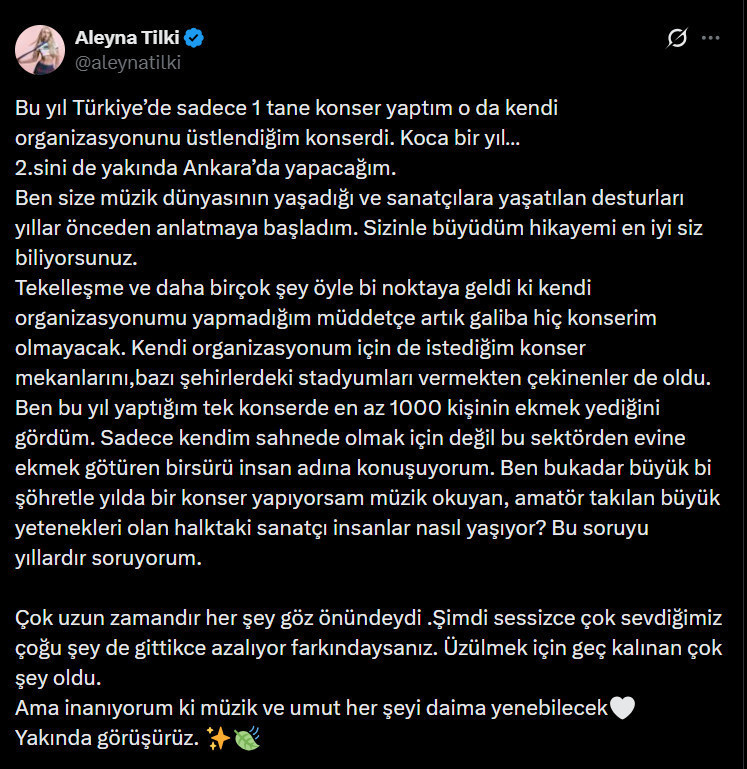 Aleyna Tilki'den tekelleşme tepkisi! 'Artık hiç konserim olmayacak' - Resim : 3