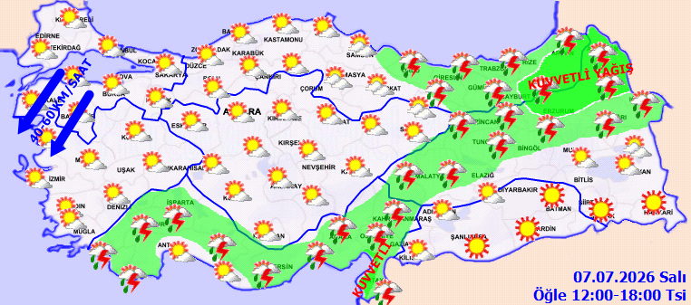 Kuvvetli yağış fırtına ve aşırı sıcak bir arada yaşanacak: Meteoroloji sarı kod verdi - Resim : 2