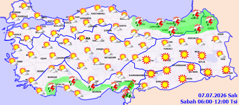 Kuvvetli yağış fırtına ve aşırı sıcak bir arada yaşanacak: Meteoroloji sarı kod verdi - Resim : 1