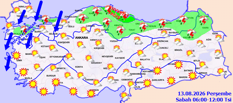 İstanbul ve İzmir dahil 15 il sarı kodla uyarıldı: Kuvvetli fırtına ve sağanak için saat açıklandı - Resim : 1
