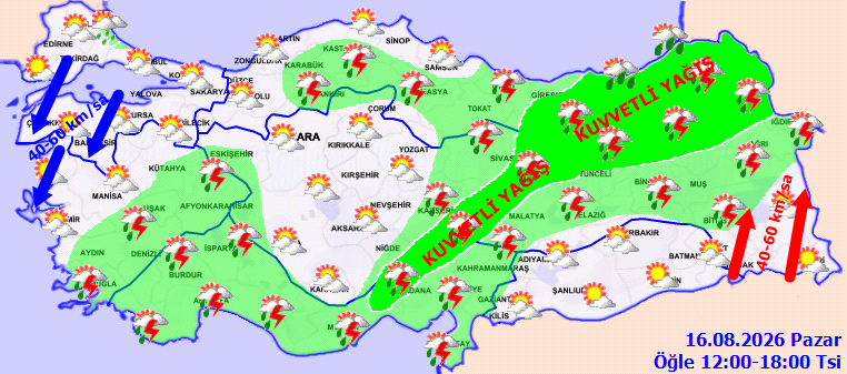 Kuzeyden güneye gök gürültülü yağmur uyarısı! Meteoroloji pik yapacağı saati duyurdu - Resim : 2
