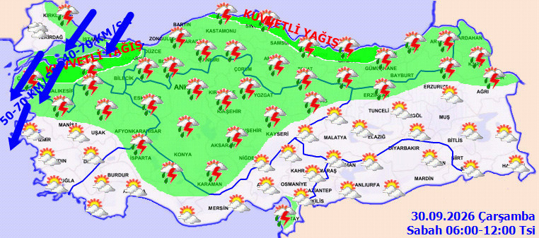 Meteoroloji saatleriyle açıkladı: Yurdun tamamında kuvvetli sağanak var - Resim : 1