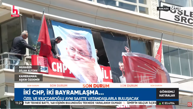 İL BAŞKANLIĞINA CHP LİDERİ ÖZEL'İN POSTERİ ASILDI
