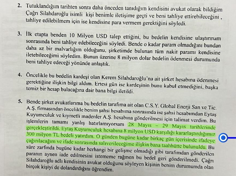 İTİRAFÇIDAN TAHLİYE İÇİN 8 MİLYON DOLAR!