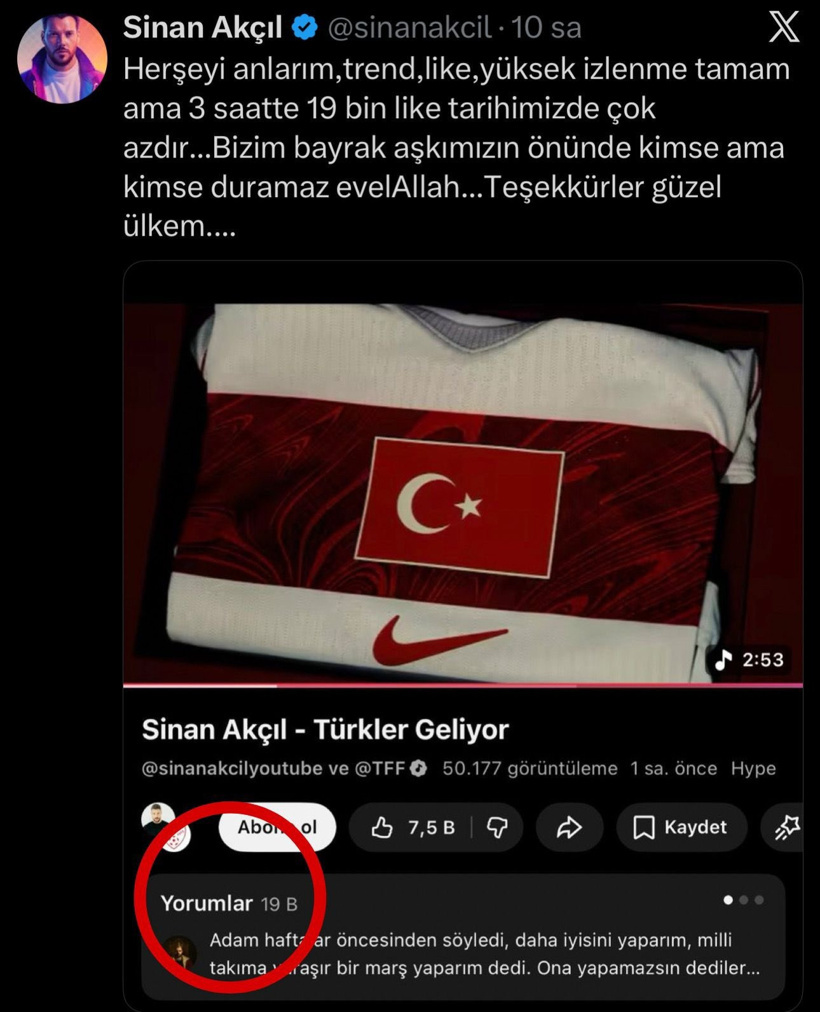 Milli Takım için peş peşe marş yayımladılar: Sinan Akçıl Erdoğan'a dinletti - Resim : 1