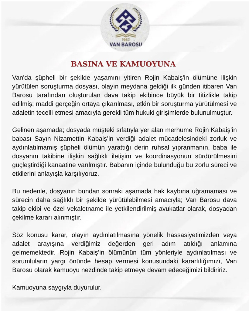 Van Barosu Rojin dosyasından çekildi: Baba Kabaiş'in bir gün önceki sözleri gündem oldu - Resim : 1