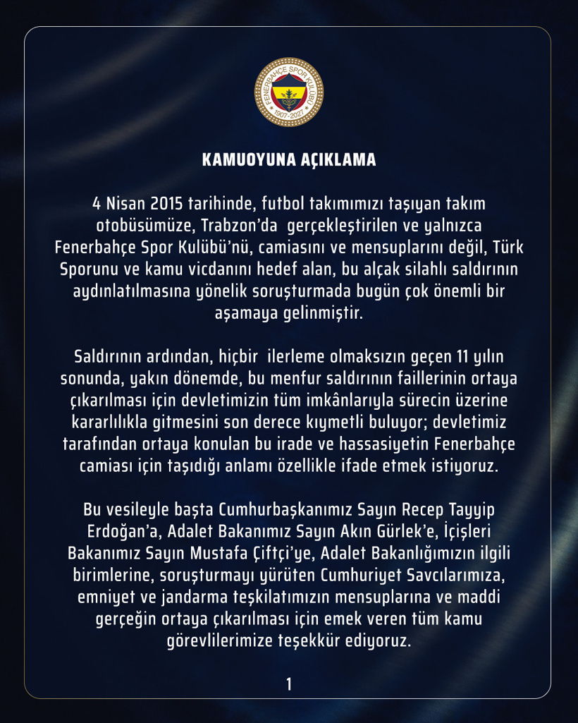 Son dakika | Fenerbahçe'den operasyon açıklaması: Erdoğan ve Akın Gürlek'e teşekkür - Resim : 2