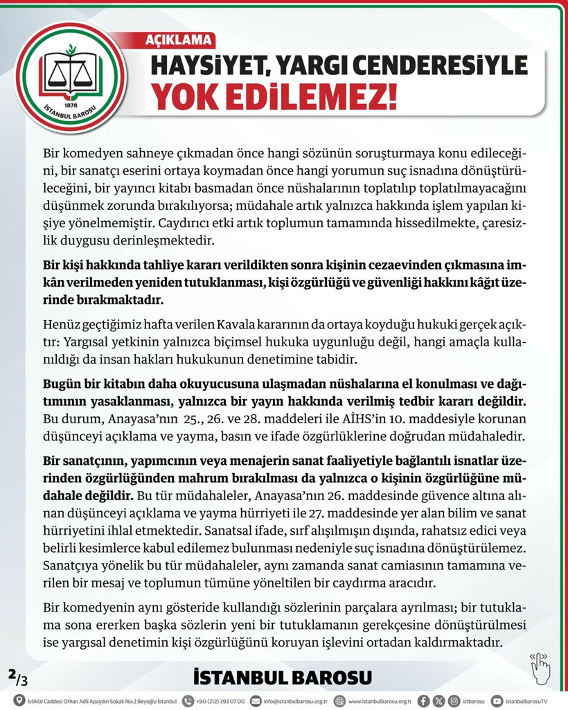 İstanbul Barosu’ndan Deniz Göktaş, Tolga Akış ve İmamoğlu açıklaması! “Bu cendereyi aşacağız” - Resim : 2