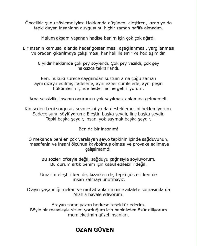 Kadınların mekandan kovduğu Ozan Güven'den ilk açıklama! 'Benim için çok ağırdı' - Resim : 4