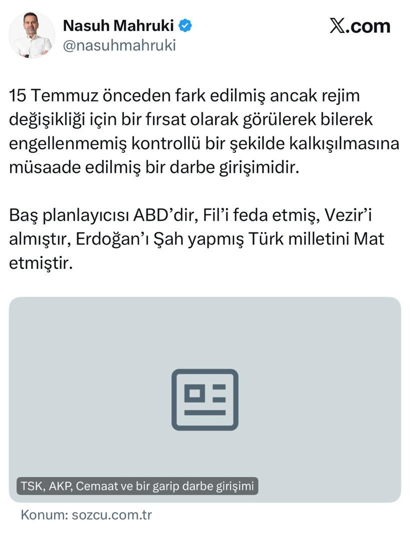 15 Temmuz paylaşımından dolayı tutuklanan Nasuh Mahruki: Tiyatro dediğim ithamını hakaret kabul ediyorum - Resim : 2
