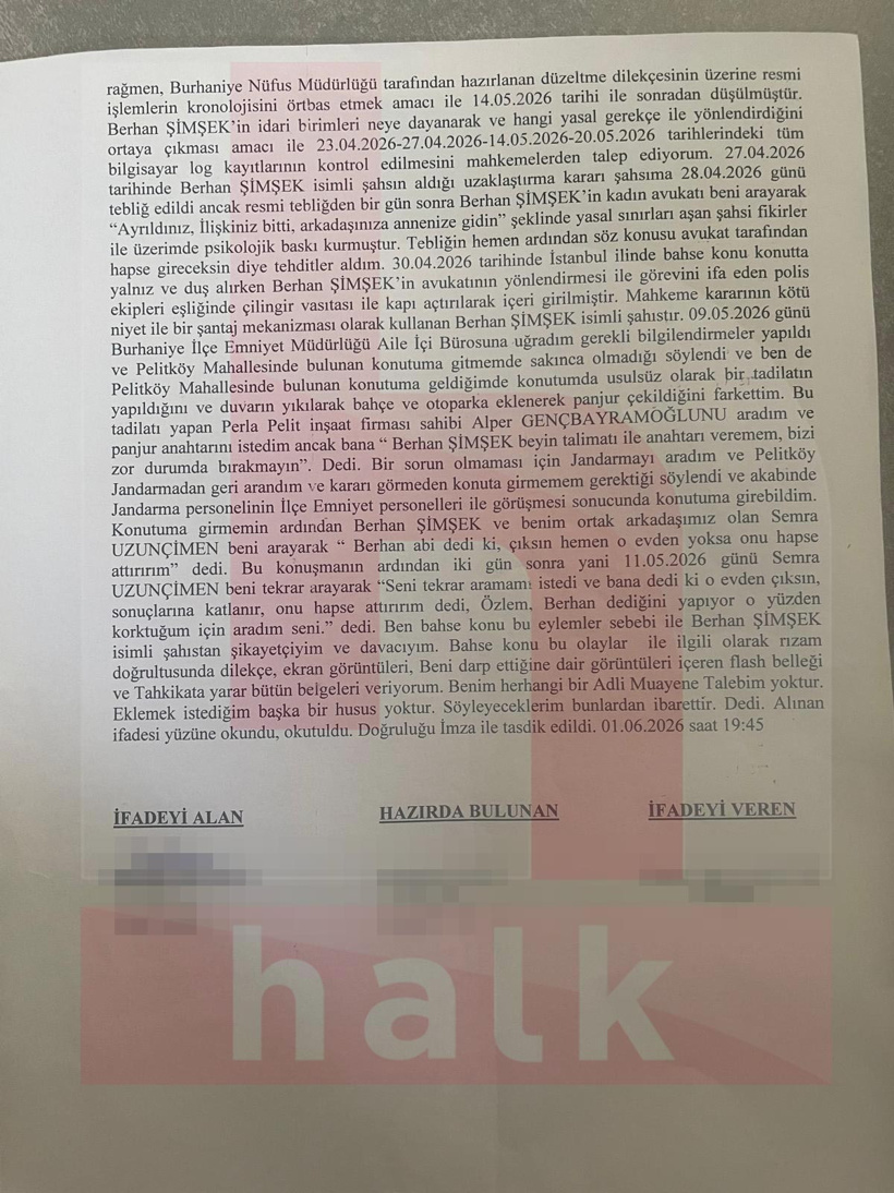 Berhan Şimşek’in darp ettiği kadının ifadesine Halk TV ulaştı: Boğazımı sıktı, tokat attı, eve hapsetti - Resim : 2