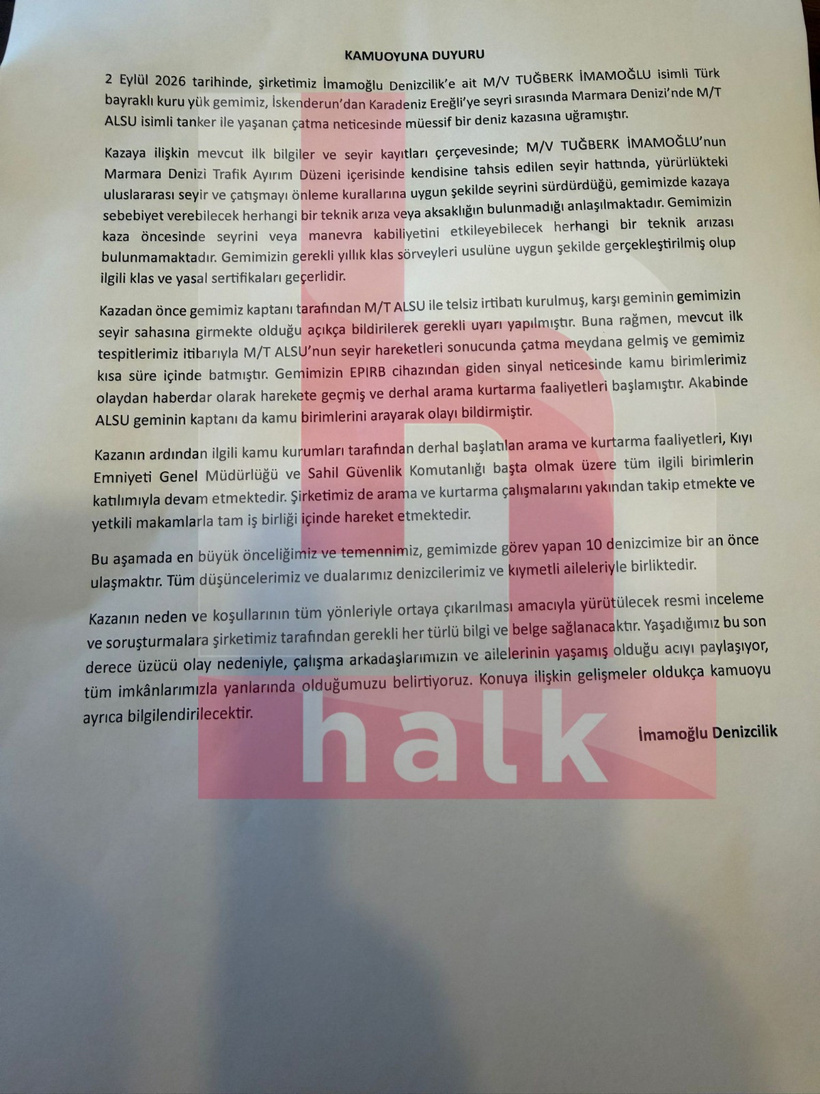 Son Dakika | Silivri'de batan geminin sahibi İmamoğlu Denizcilik'ten açıklama - Resim : 3