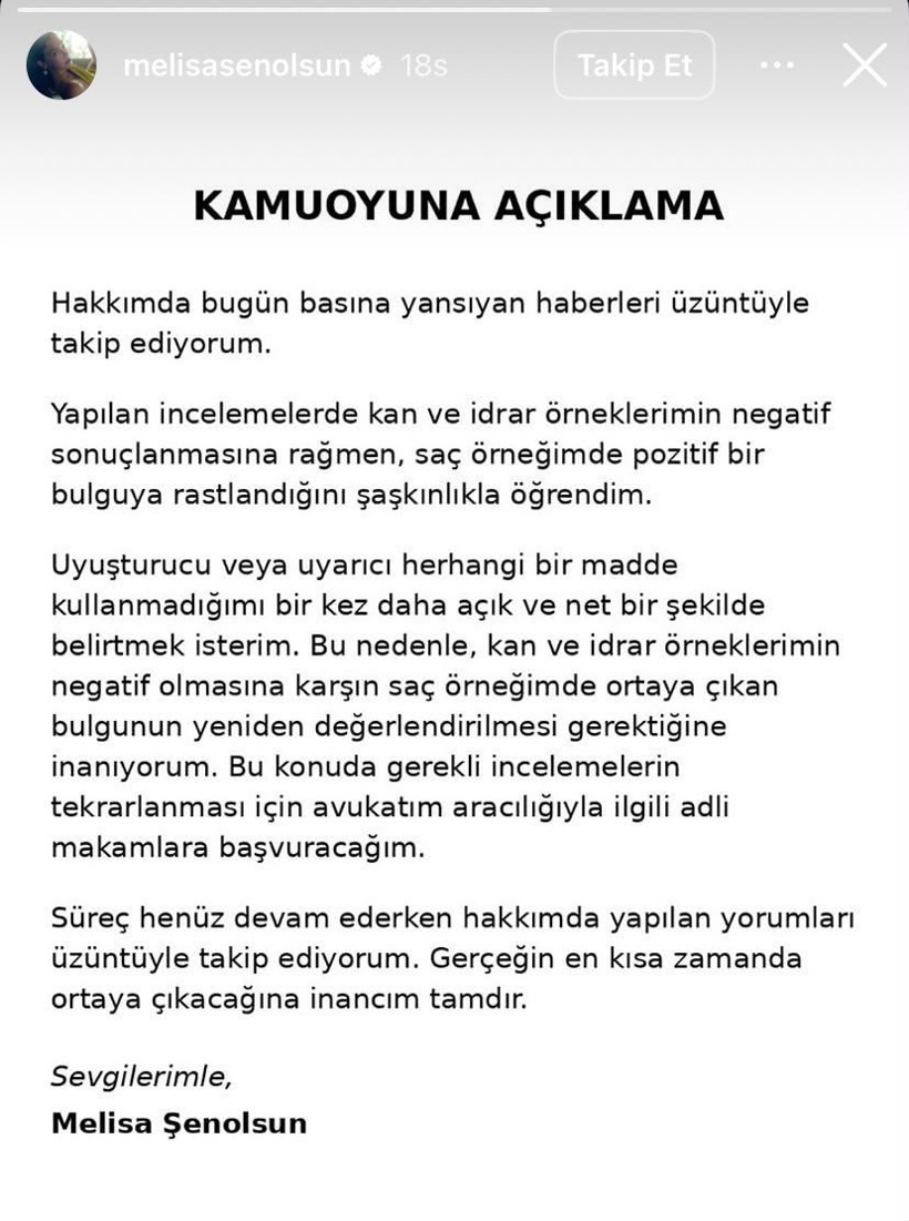 Uyuşturucu testi pozitif çıkan Melisa Şenolsun'dan ilk açıklama - Resim : 3
