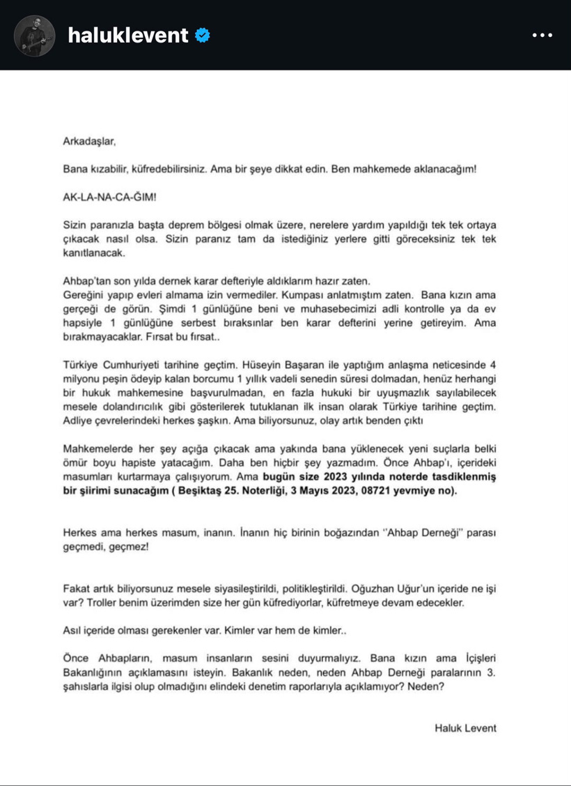 Haluk Levent 'Aklanacağım' dedi, 2023'te yazdığı ve notere onaylattığı şifreli şiiri paylaştı - Resim : 3