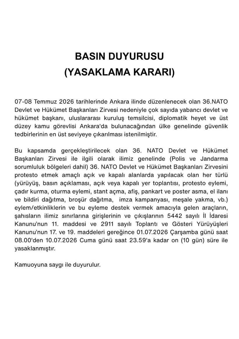 Bir ilde daha NATO Zirvesi öncesi eylem yasağı - Resim : 1