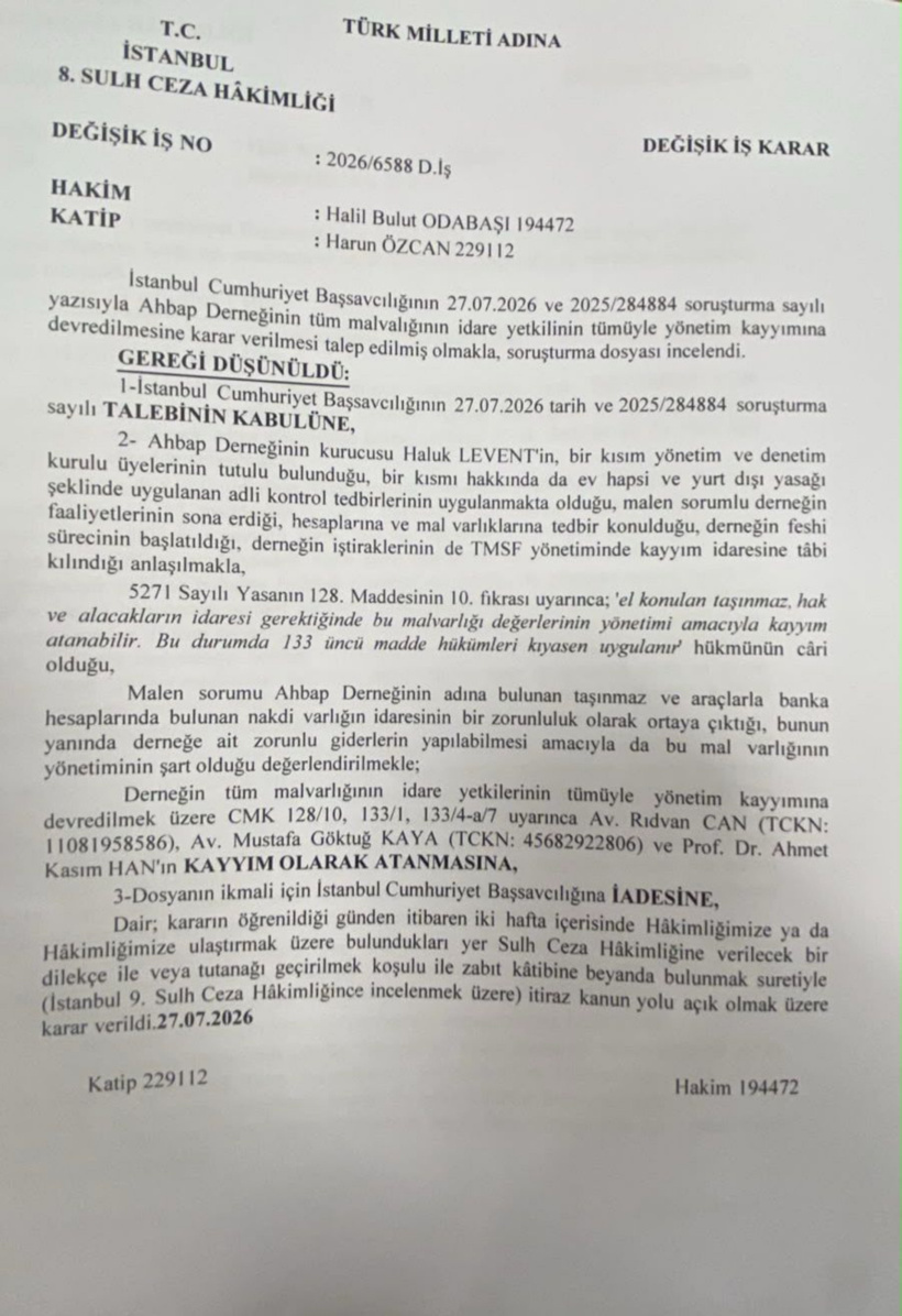 Son Dakika | Ahbap Derneği'ne kayyum atandı - Resim : 1