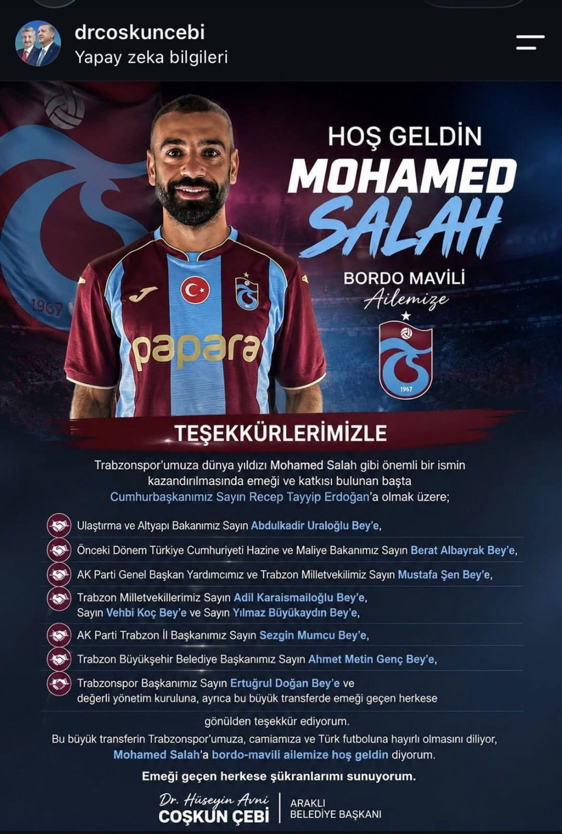 Salah transferinde Tayyip Erdoğan detayı: Belediye başkanı teşekkür edip açıkladı - Resim : 2