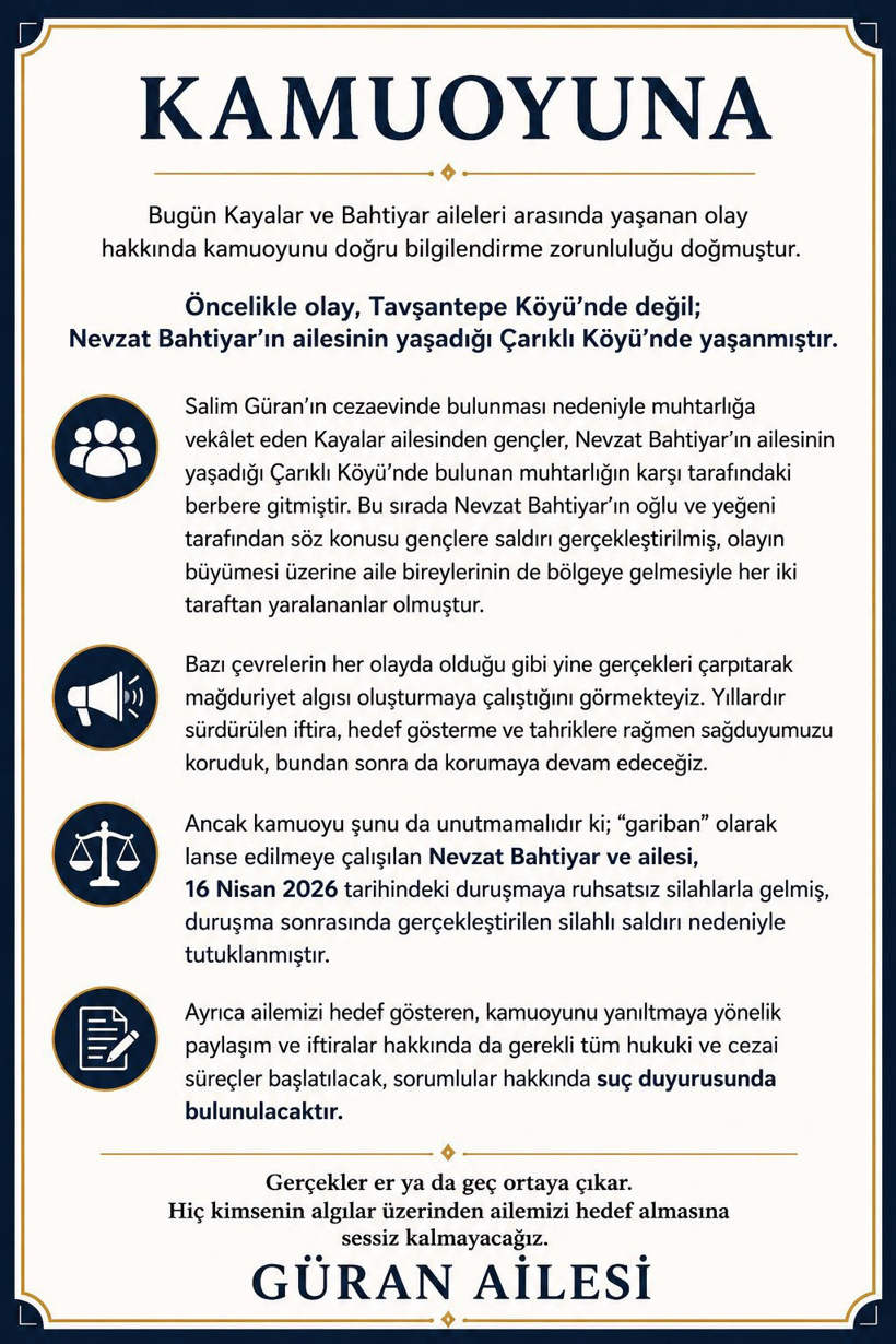 Son Dakika | Narin Güran'ın ailesinden Nevzat Bahtiyar'ın oğlu ve yeğeninin vurulması hakkında açıklama - Resim : 1