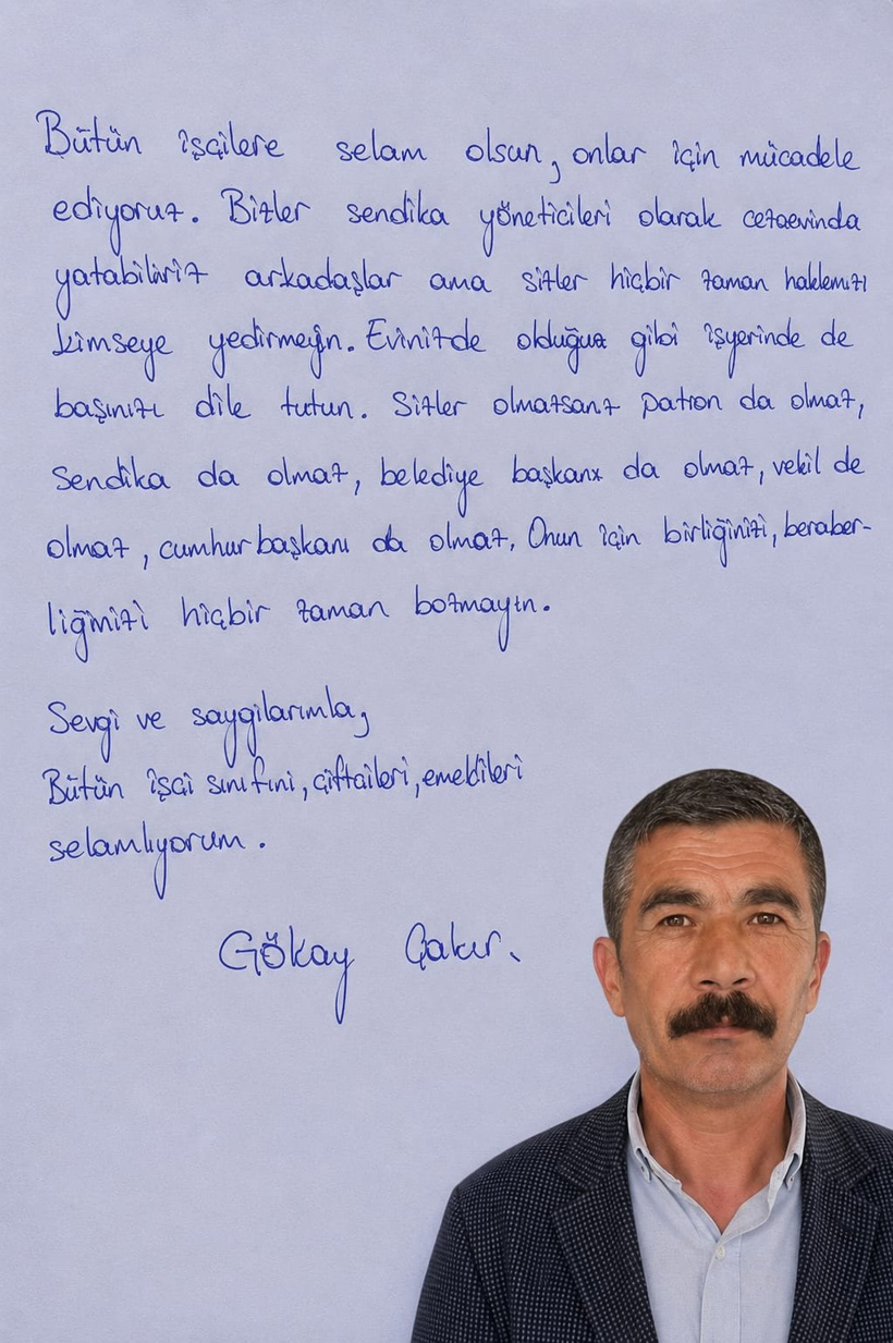 Tutuklu Bağımsız Maden İş Genel Başkanı Gökay Çakır'dan işçilere birlik olma çağrısı - Resim : 1