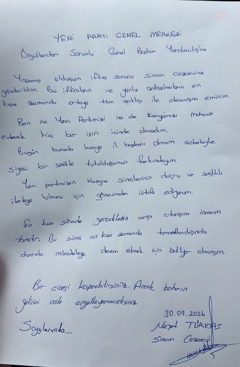 Tutuklanan YENİ Parti İl Başkanı istifa etti - Resim : 1