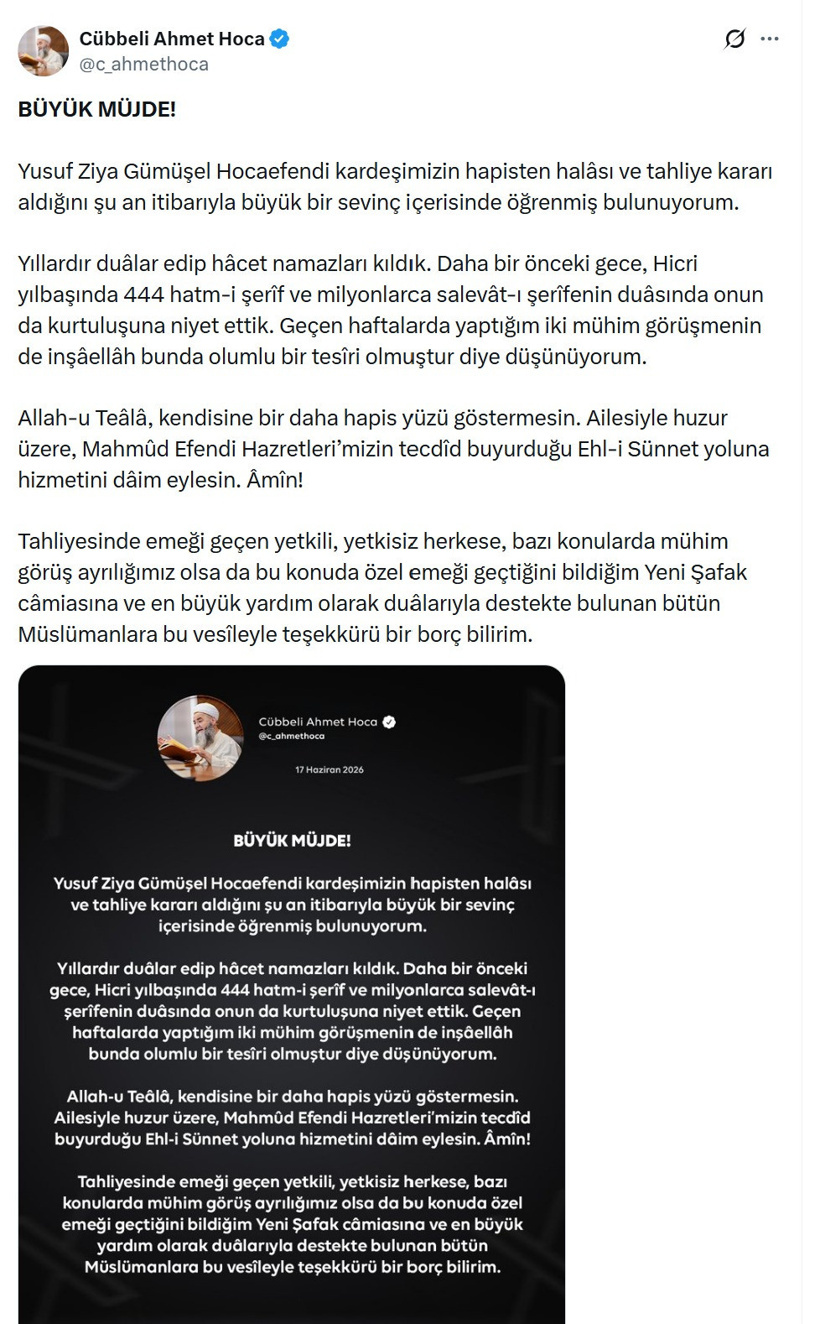 H.K.G davasında Yusuf Ziya Gümüşel serbest kaldı! Cübbeli: 'Büyük bir sevinçle karşıladım' - Resim : 3