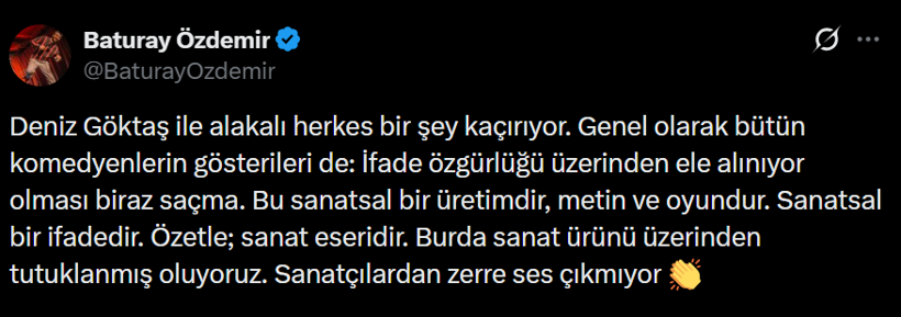 Deniz Göktaş'ın gözaltına alınmasına tepki yağdı! 'Memleket, kahkahaya bile tutanak tutuyor' - Resim : 5