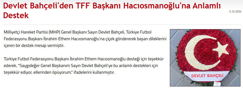 Son Dakika | Devlet Bahçeli'den TFF Başkanı Hacıosmanoğlu'na destek - Resim : 1