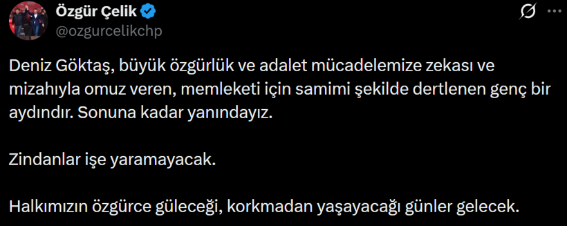 Deniz Göktaş'ın tutuklanmasına tepki yağdı! 'Tutuklanacak suç icat etme oyunu sahnelendi' - Resim : 2