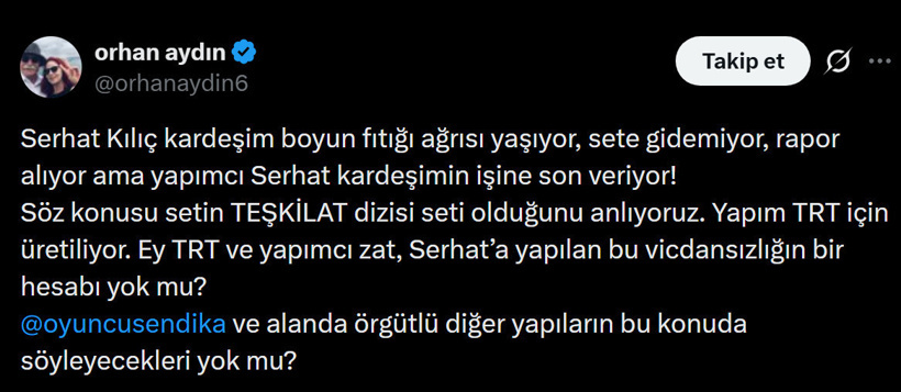 Sanatçı Orhan Aydın Serhat Kılıç için isyan etti! "Bu vicdansızlığın bir hesabı yok mu?" - Resim : 4