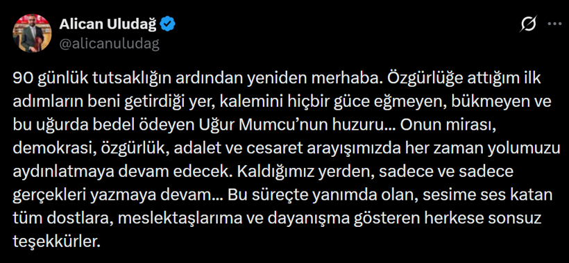 90 gün sonra tahliye olan Alican Uludağ, Uğur Mumcu'nun mezarından seslendi - Resim : 3