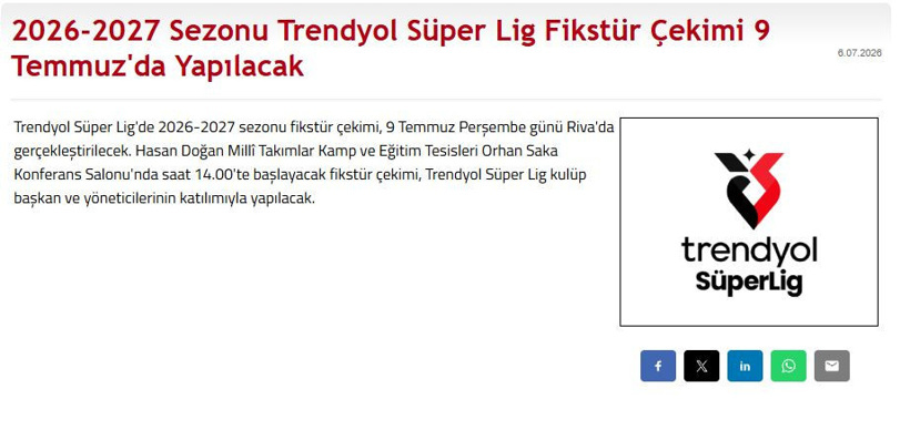 Son Dakika | TFF resmen açıkladı: Fikstür tarihi belli oldu - Resim : 1