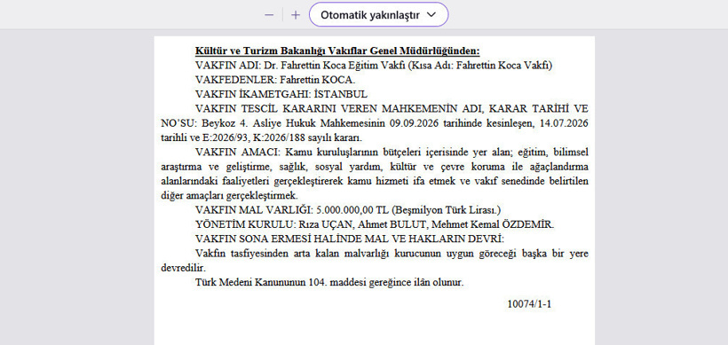 Fahrettin Koca vakıf kurdu - Resim : 2