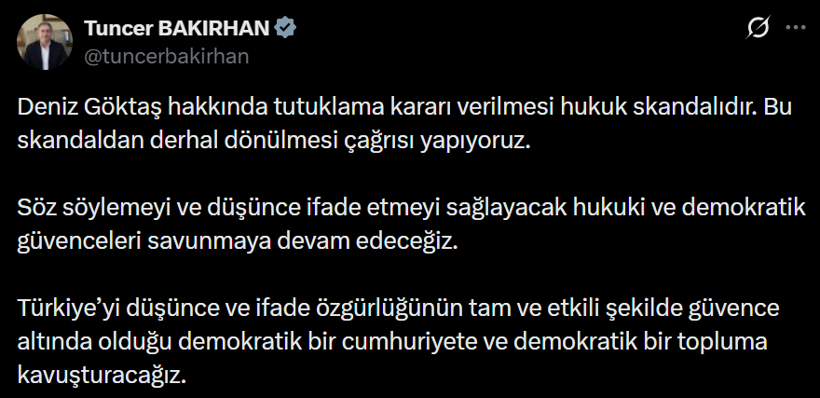 Deniz Göktaş'ın tutuklanmasına tepki yağdı! 'Tutuklanacak suç icat etme oyunu sahnelendi' - Resim : 4