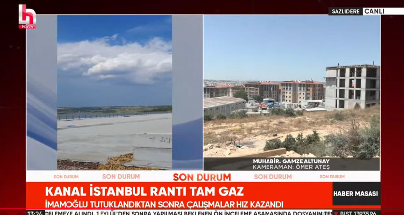 Sazlıdere'de Kanal İstanbul inşaatı büyüyor! Mera bitti, beton karşı kıyıya geçti - Resim : 1