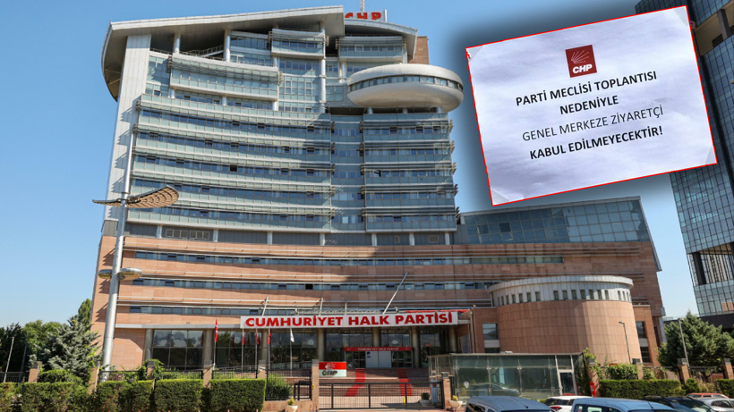 CHP Genel Merkezi'nin kapısına yasak yazısı asıldı: PM toplantısı öncesi karar alındı